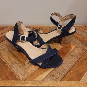 Crown & Ivy Blue Suede Low Block Heels